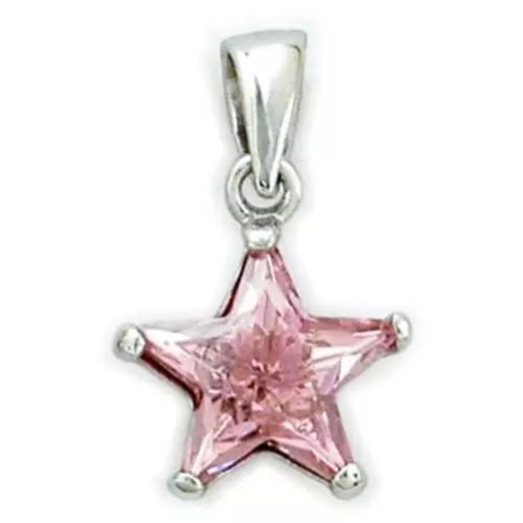 925sterlingsilver star pendant pink cubic zirconia - Picture 6 of 6